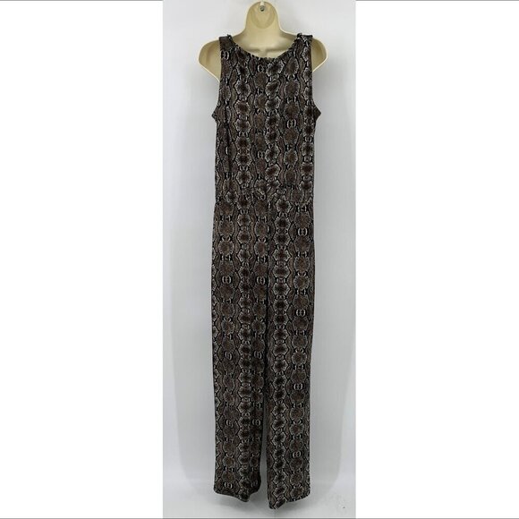 Calvin Klein jersey knit jumpsuit python snake print sleeveless stretch cozy 14 - Picture 3 of 4